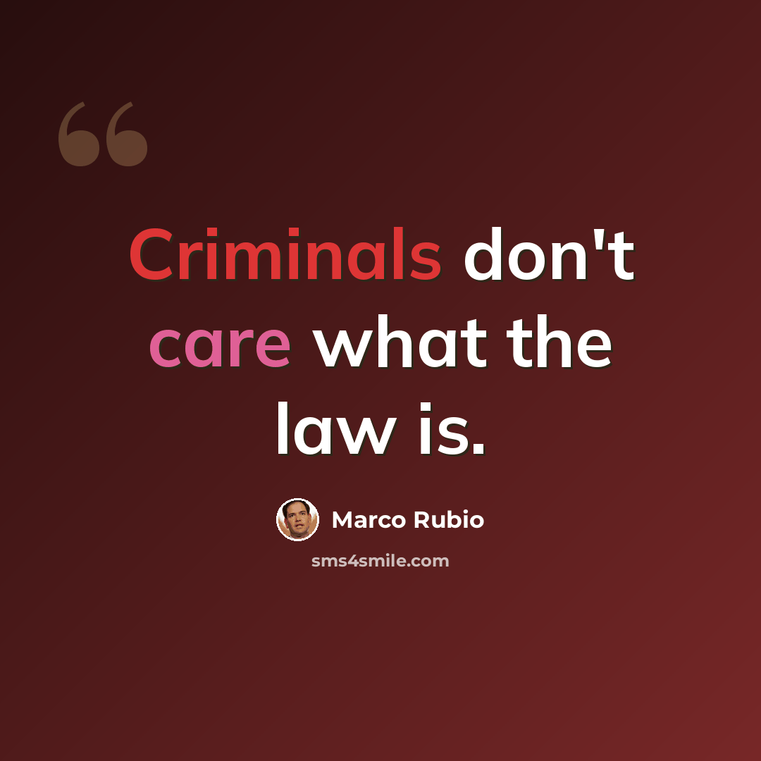 “Criminals don't care what the law is.” quote by Marco Rubio