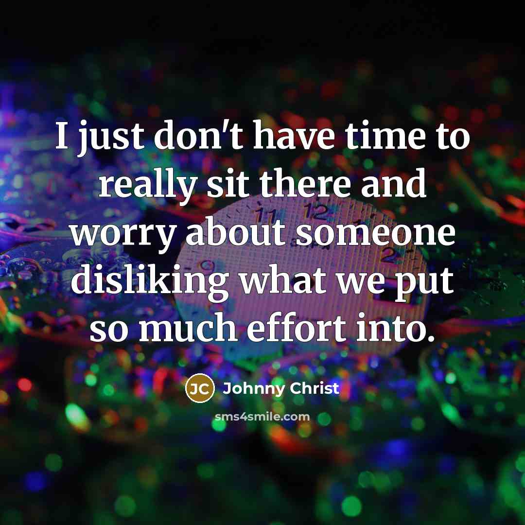 “I just don't have time to really sit there and worry about someone disliking what we put so much effort into.” quote by Johnny Christ