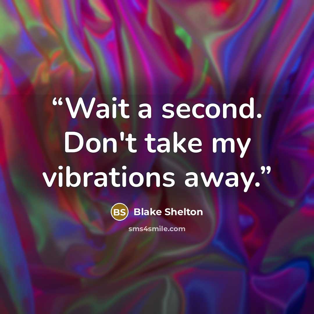 “Wait a second. Don't take my vibrations away.” quote by Blake Shelton
