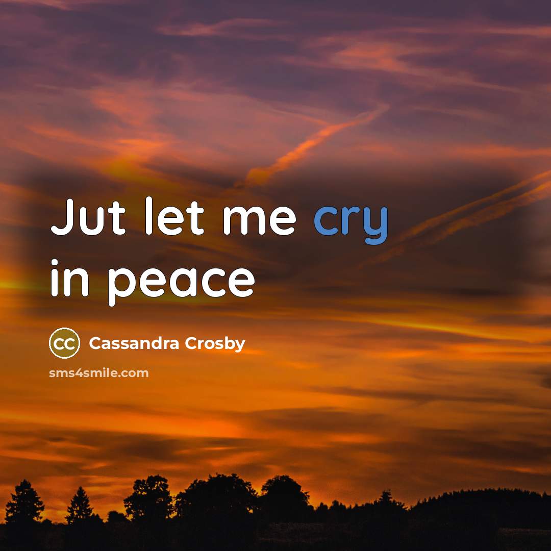 “Jut let me cry in peace” quote by Cassandra Crosby