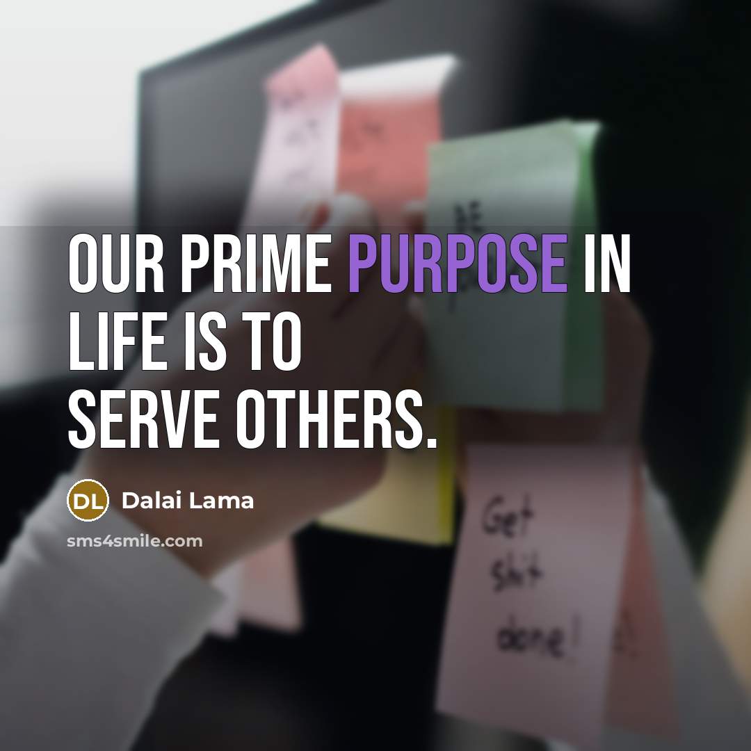 “Our prime purpose in life is to serve others.” quote by Dalai Lama