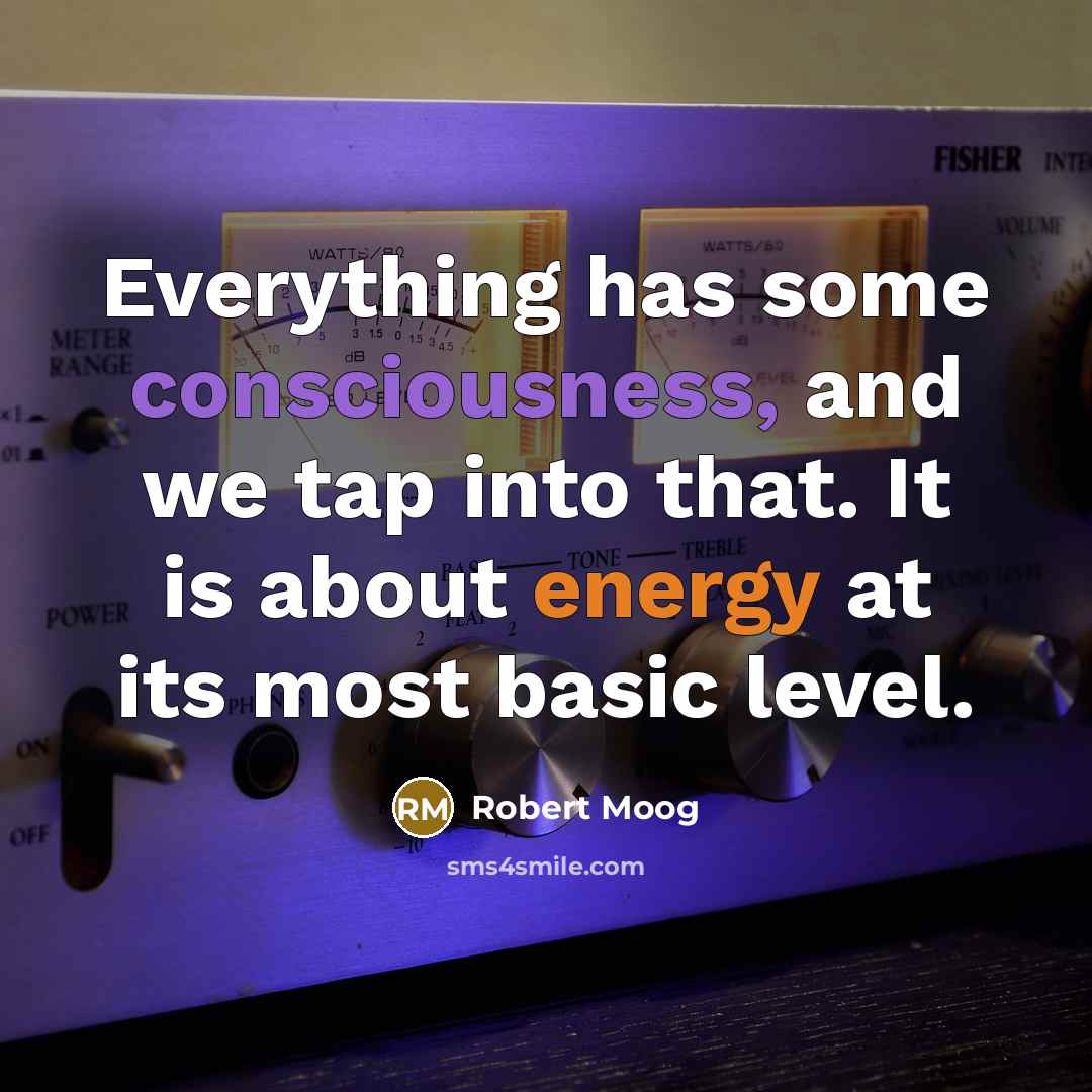 “Everything has some consciousness, and we tap into that. It is about energy at its most basic level.” quote by Robert Moog