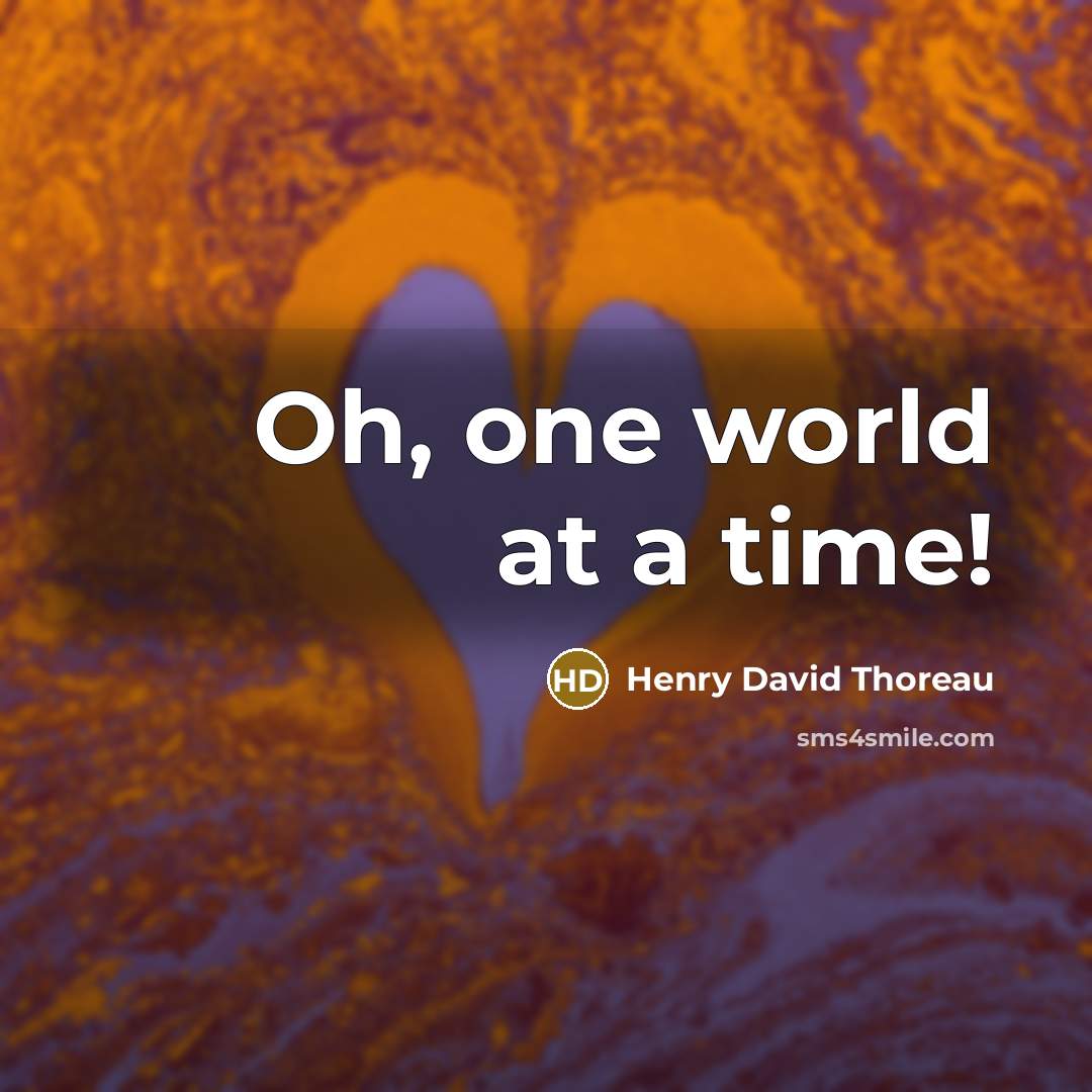 “Oh, one world at a time!” quote by Henry David Thoreau