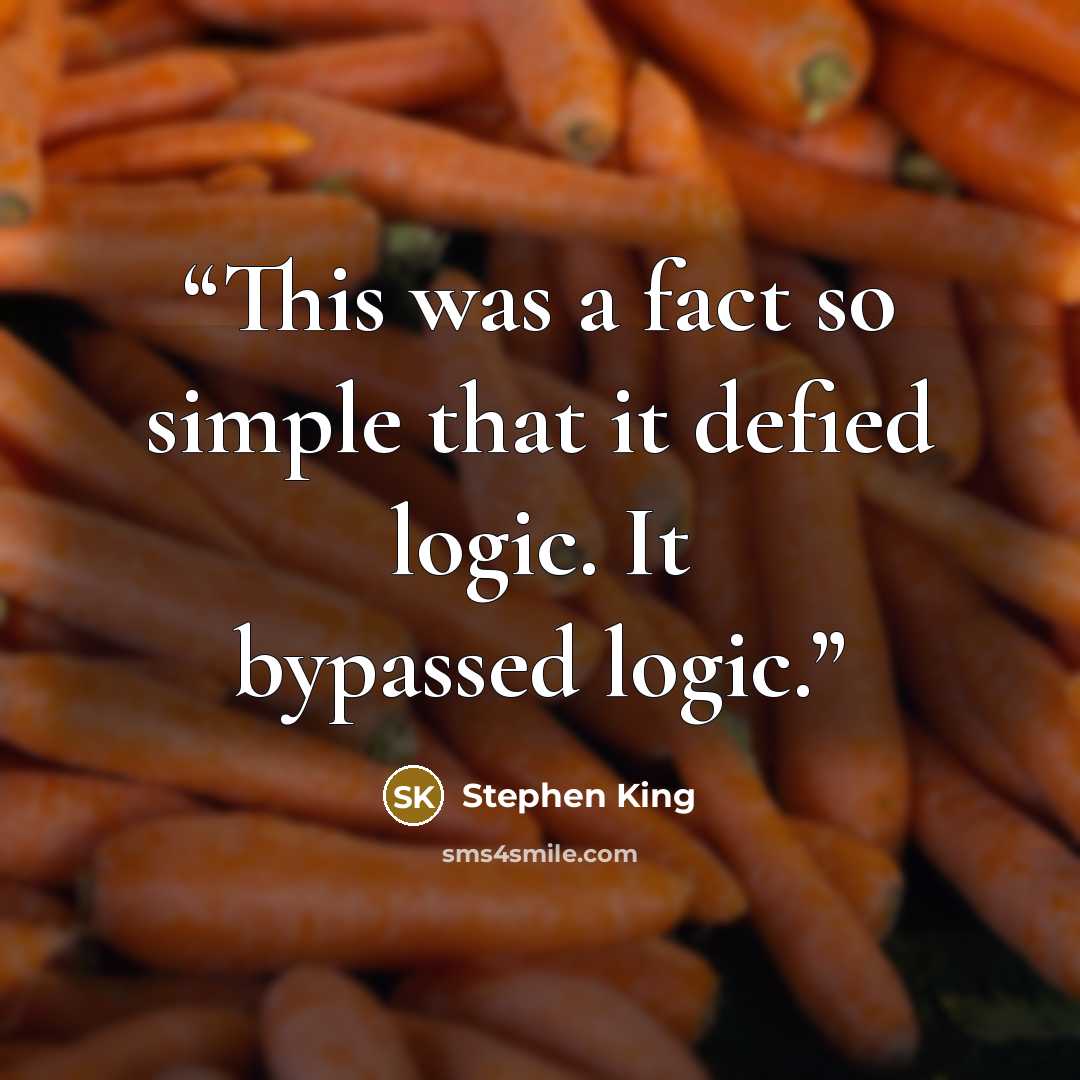 “This was a fact so simple that it defied logic. It bypassed logic.” quote by Stephen King