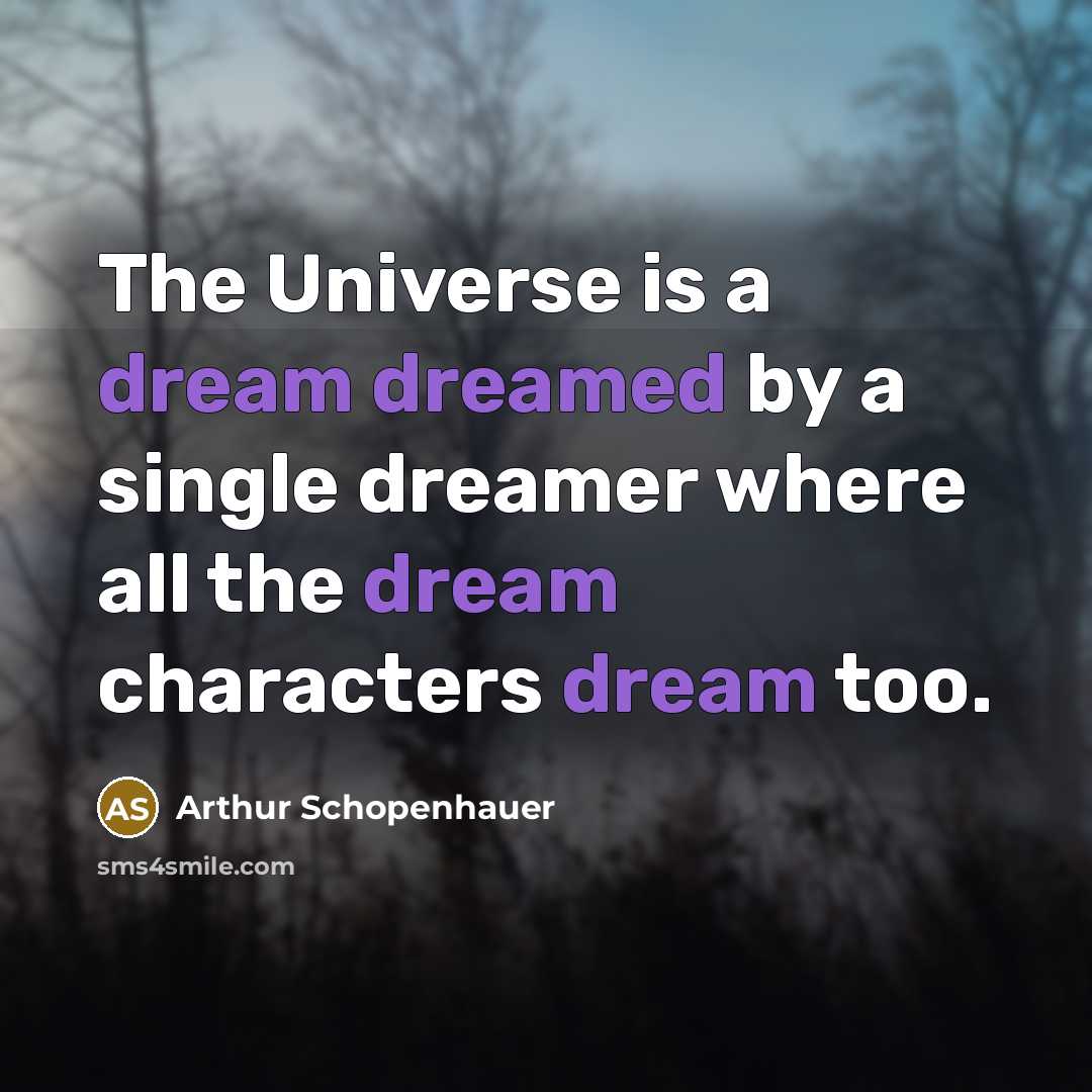 “The Universe is a dream dreamed by a single dreamer where all the dream characters dream too.” quote by Arthur Schopenhauer
