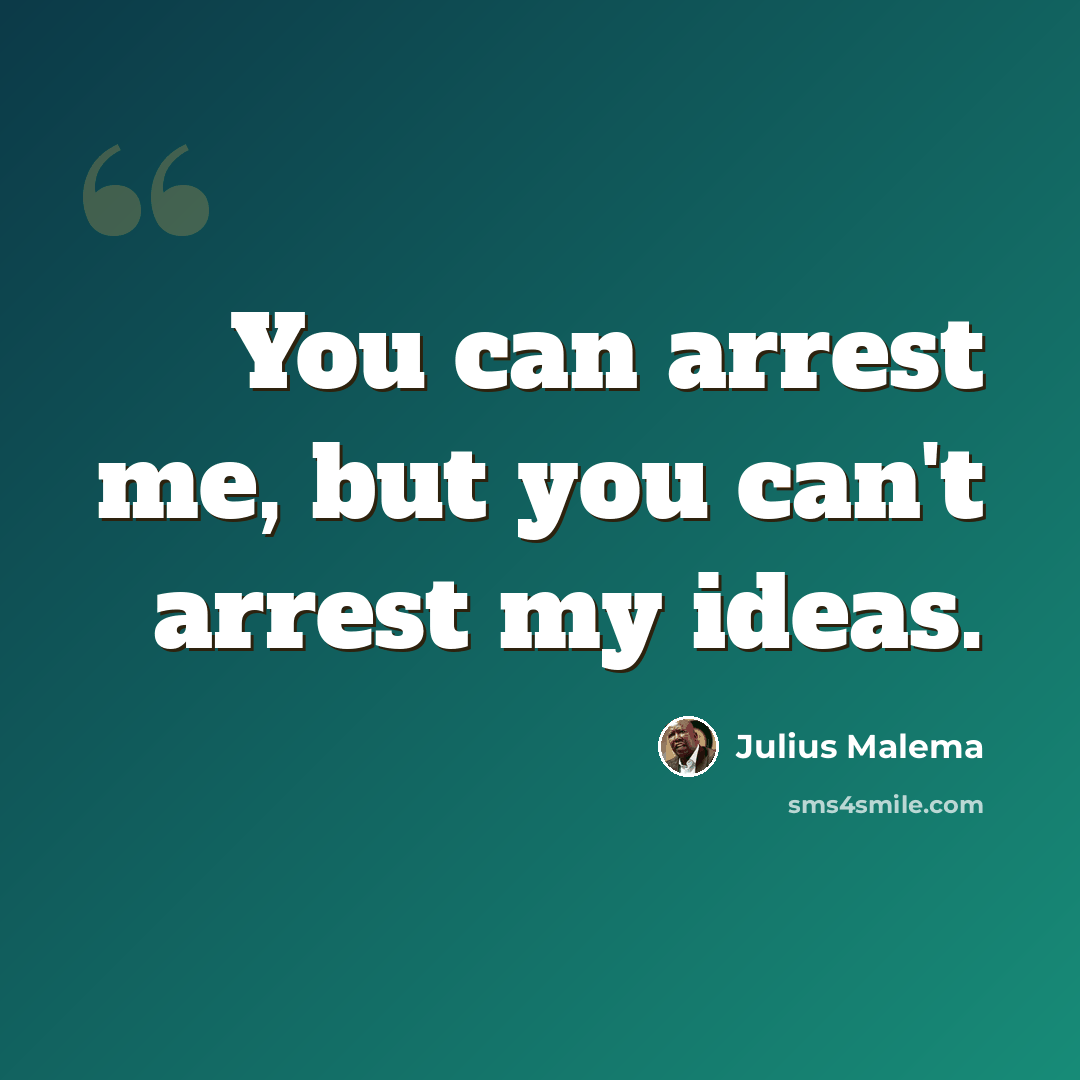 “You can arrest me, but you can't arrest my ideas.” quote by Julius Malema