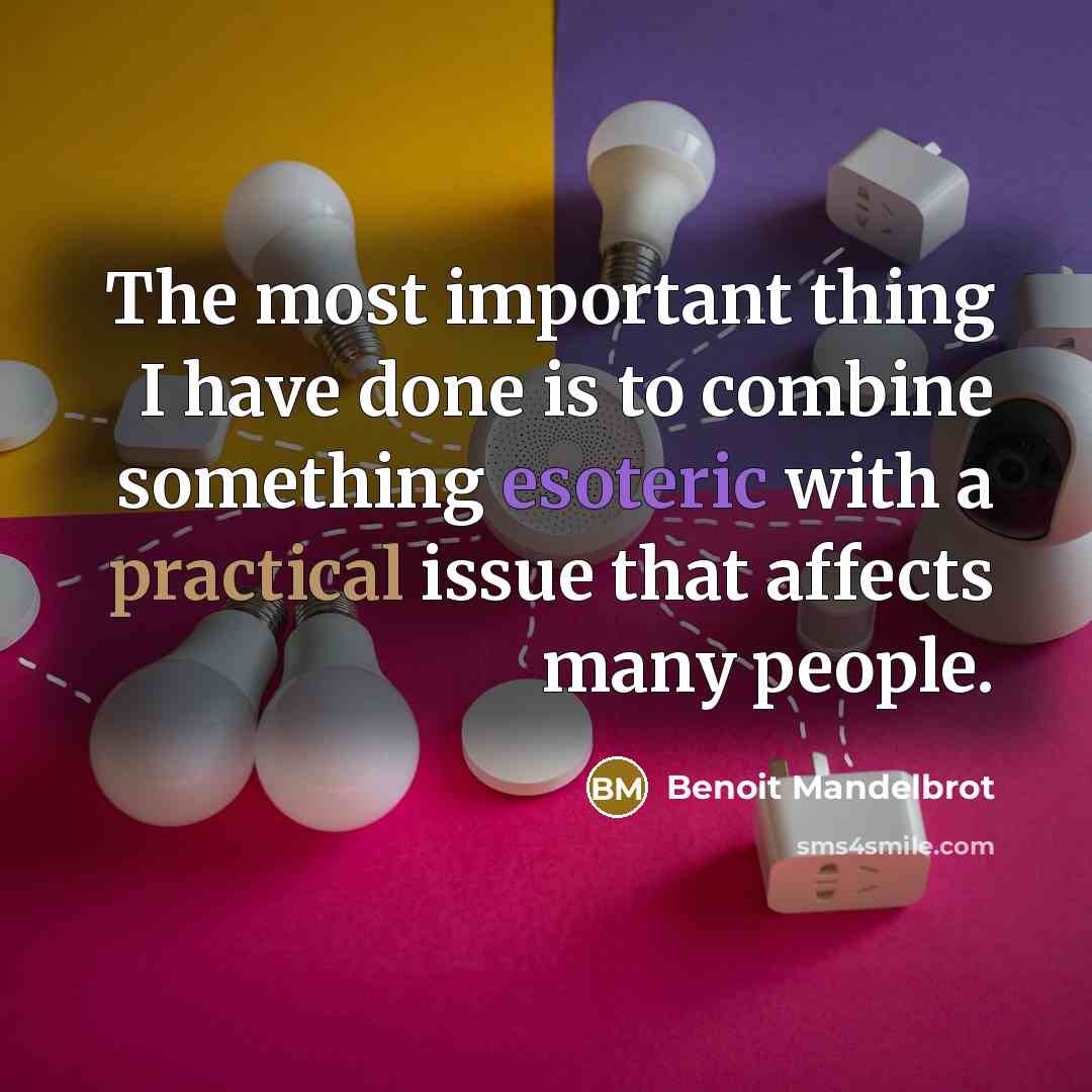 “The most important thing I have done is to combine something esoteric with a practical issue that affects many people.” quote by Benoit Mandelbrot