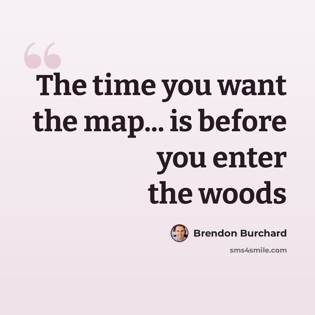 “The time you want the map... is before you enter the woods” quote by Brendon Burchard