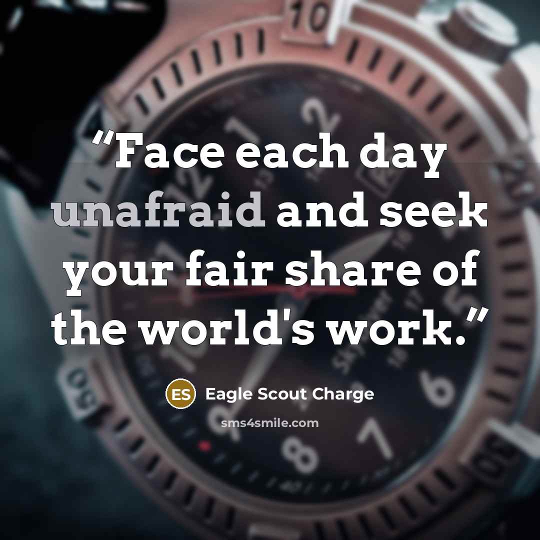 “Face each day unafraid and seek your fair share of the world's work.” quote by Eagle Scout Charge