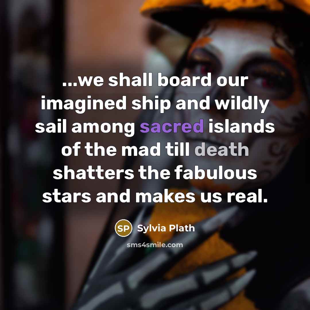 “...we shall board our imagined ship and wildly sail among sacred islands of the mad till death shatters the fabulous stars and makes us real.” quote by Sylvia Plath