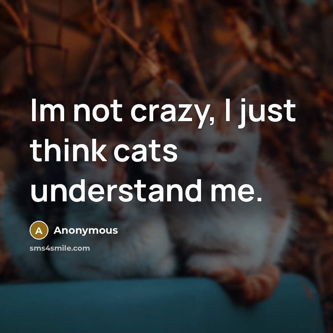 “Im not crazy, I just think cats understand me.” quote by Anonymous