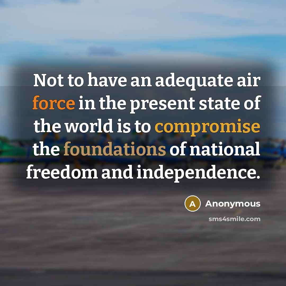 “Not to have an adequate air force in the present state of the world is to compromise the foundations of national freedom and independence.” quote by Anonymous