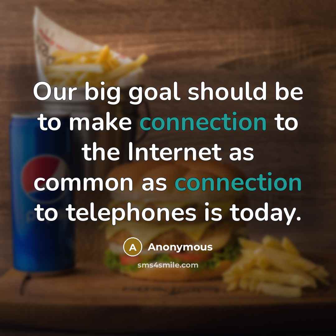“Our big goal should be to make connection to the Internet as common as connection to telephones is today.” quote by Anonymous