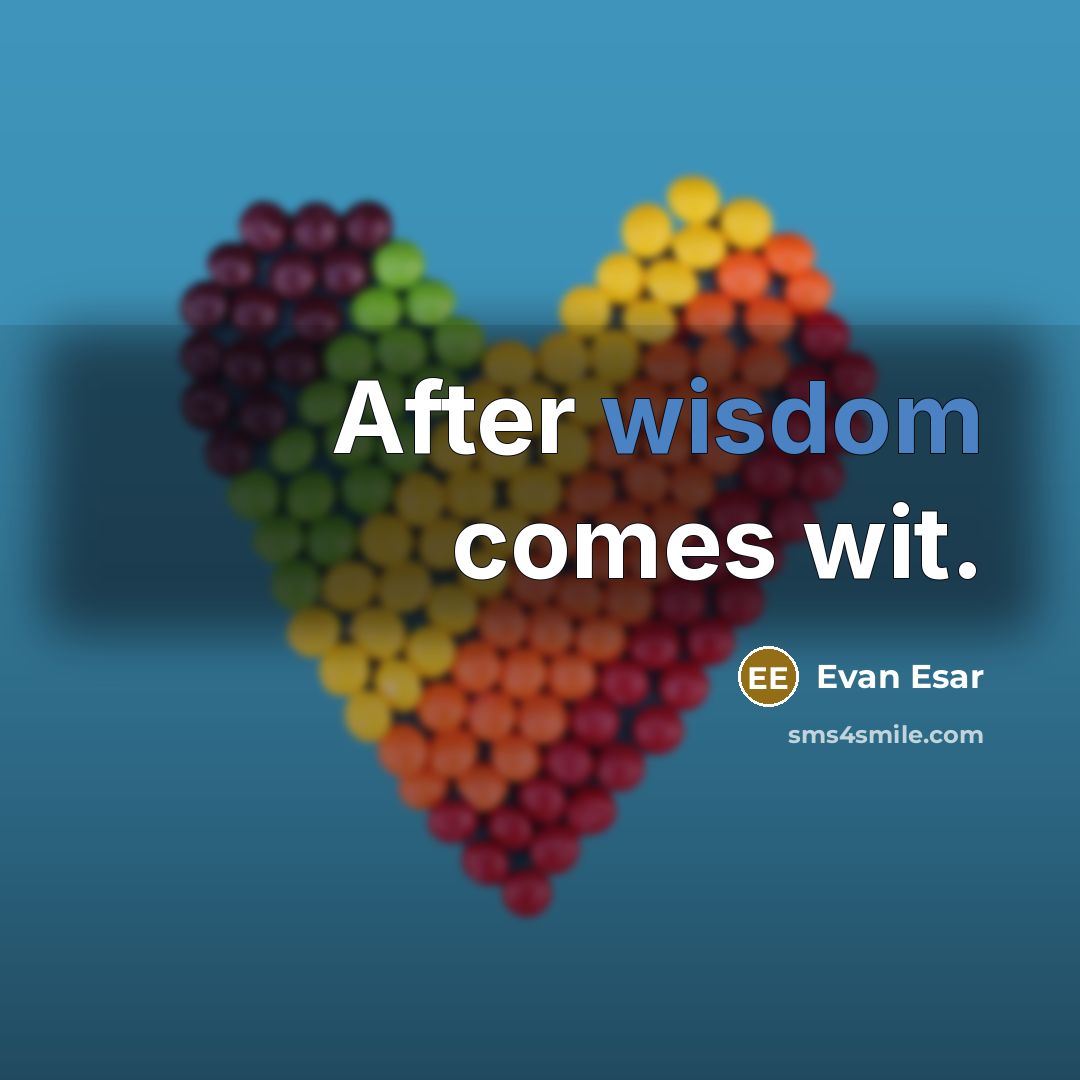 “After wisdom comes wit.” quote by Evan Esar