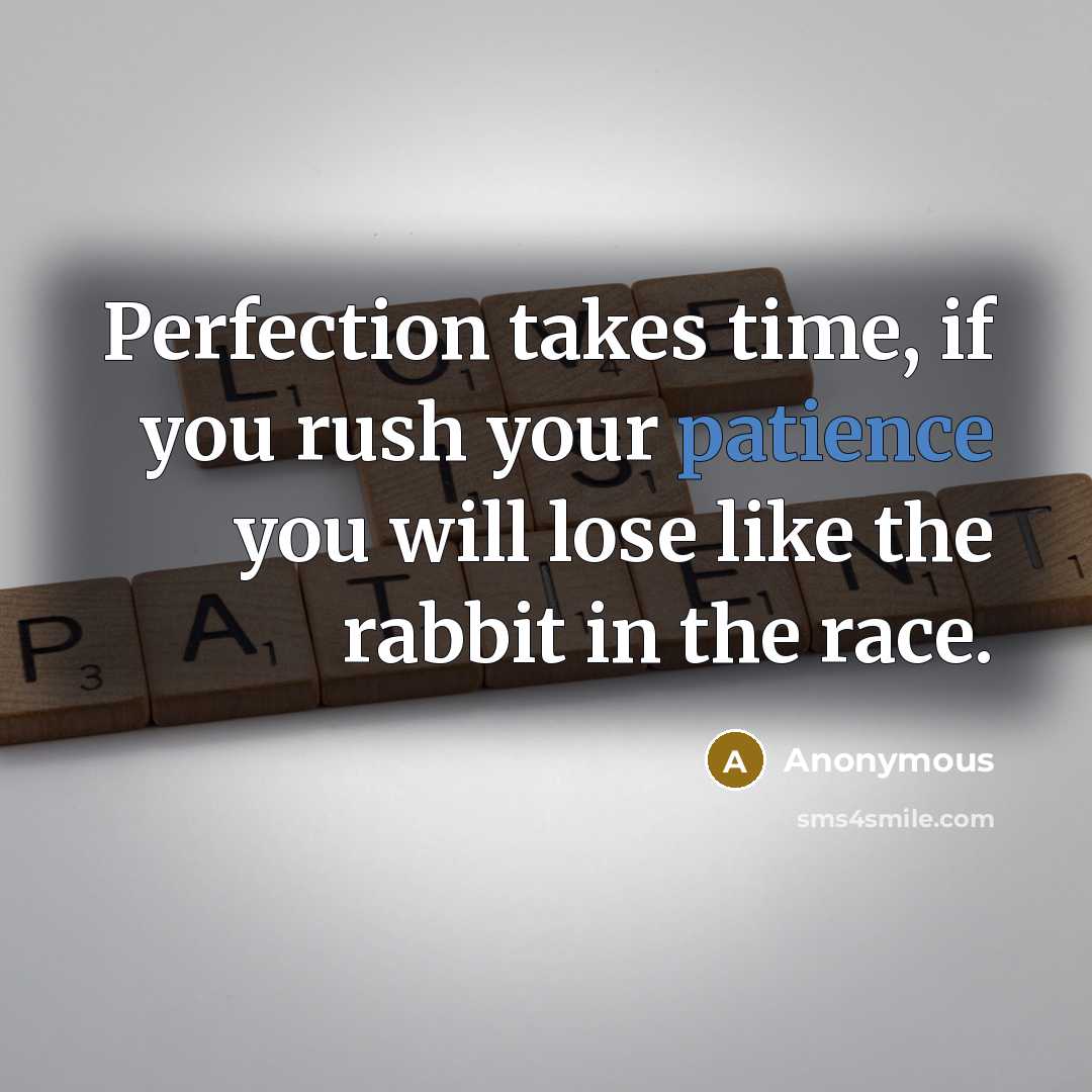 “Perfection takes time, if you rush your patience you will lose like the rabbit in the race.” quote by Anonymous