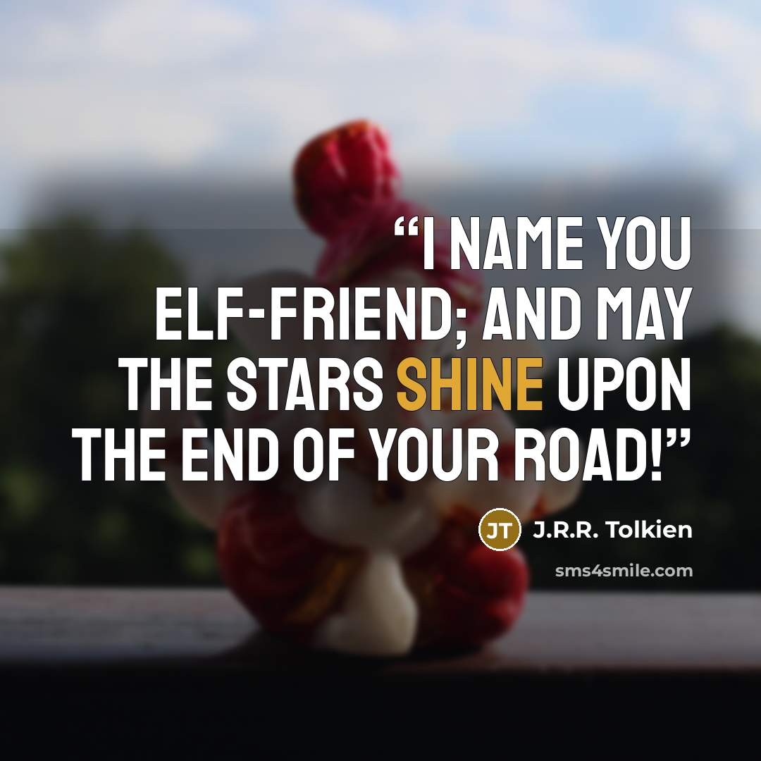 “I name you Elf-friend; and may the stars shine upon the end of your road!” quote by J.R.R. Tolkien