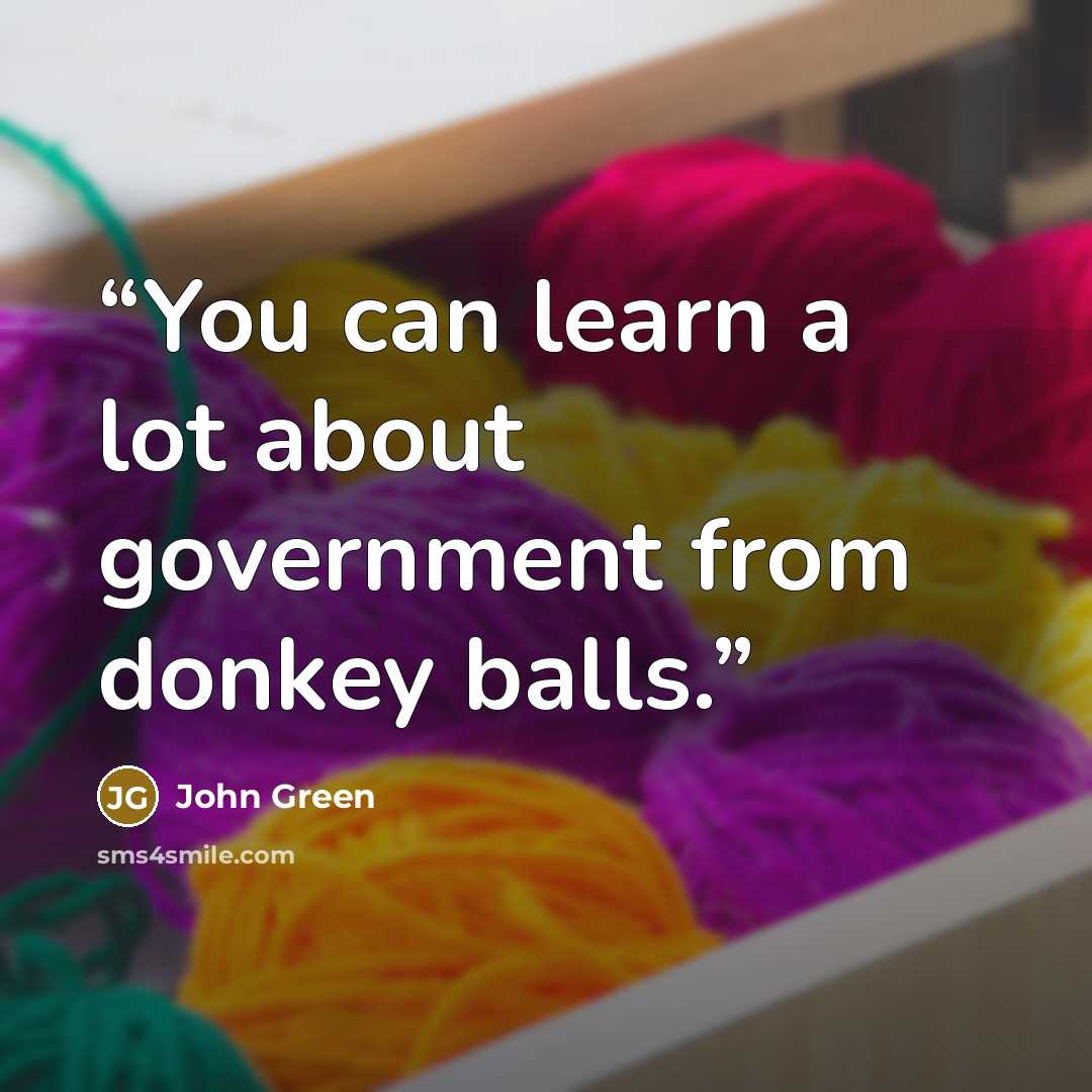 “You can learn a lot about government from donkey balls.” quote by John Green
