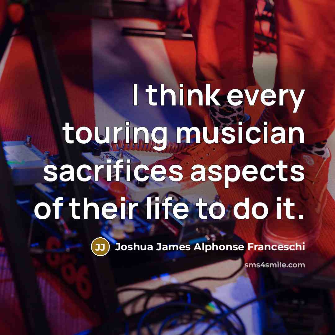 “I think every touring musician sacrifices aspects of their life to do it.” quote by Joshua James Alphonse Franceschi