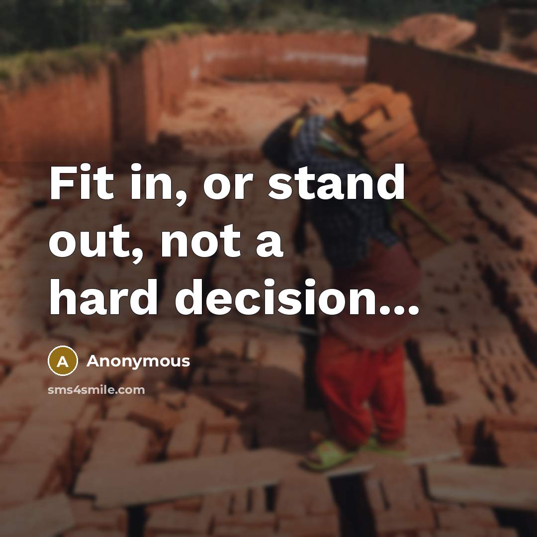 “Fit in, or stand out, not a hard decision...” quote by Anonymous
