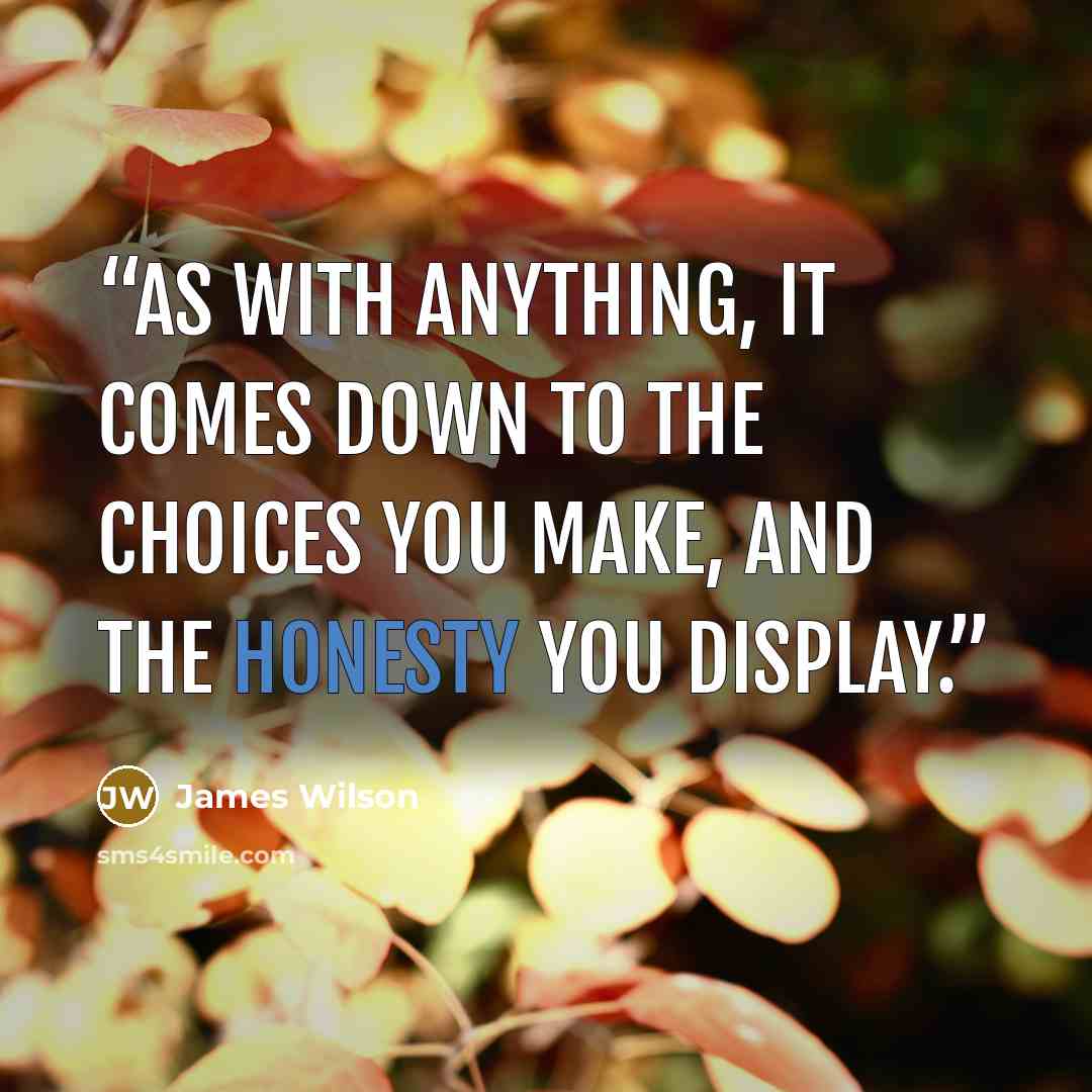 “As with anything, it comes down to the choices you make, and the honesty you display.” quote by James Wilson