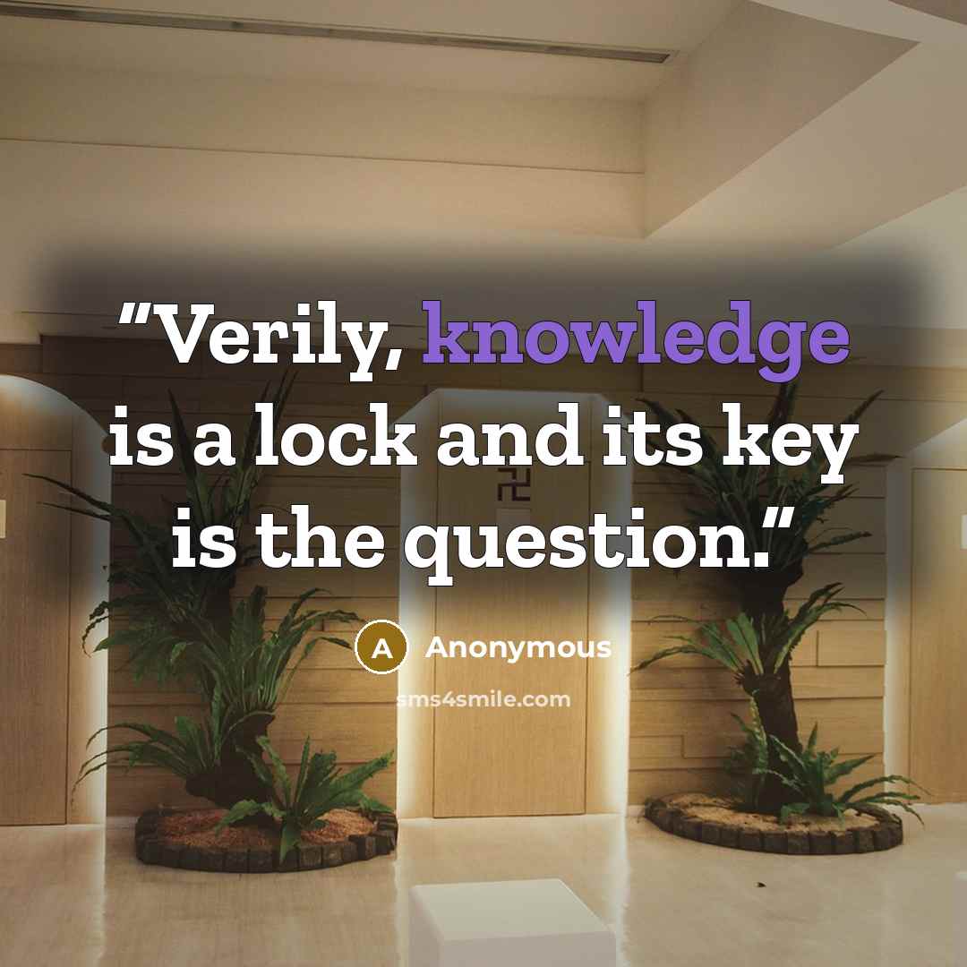 “Verily, knowledge is a lock and its key is the question.” quote by Anonymous
