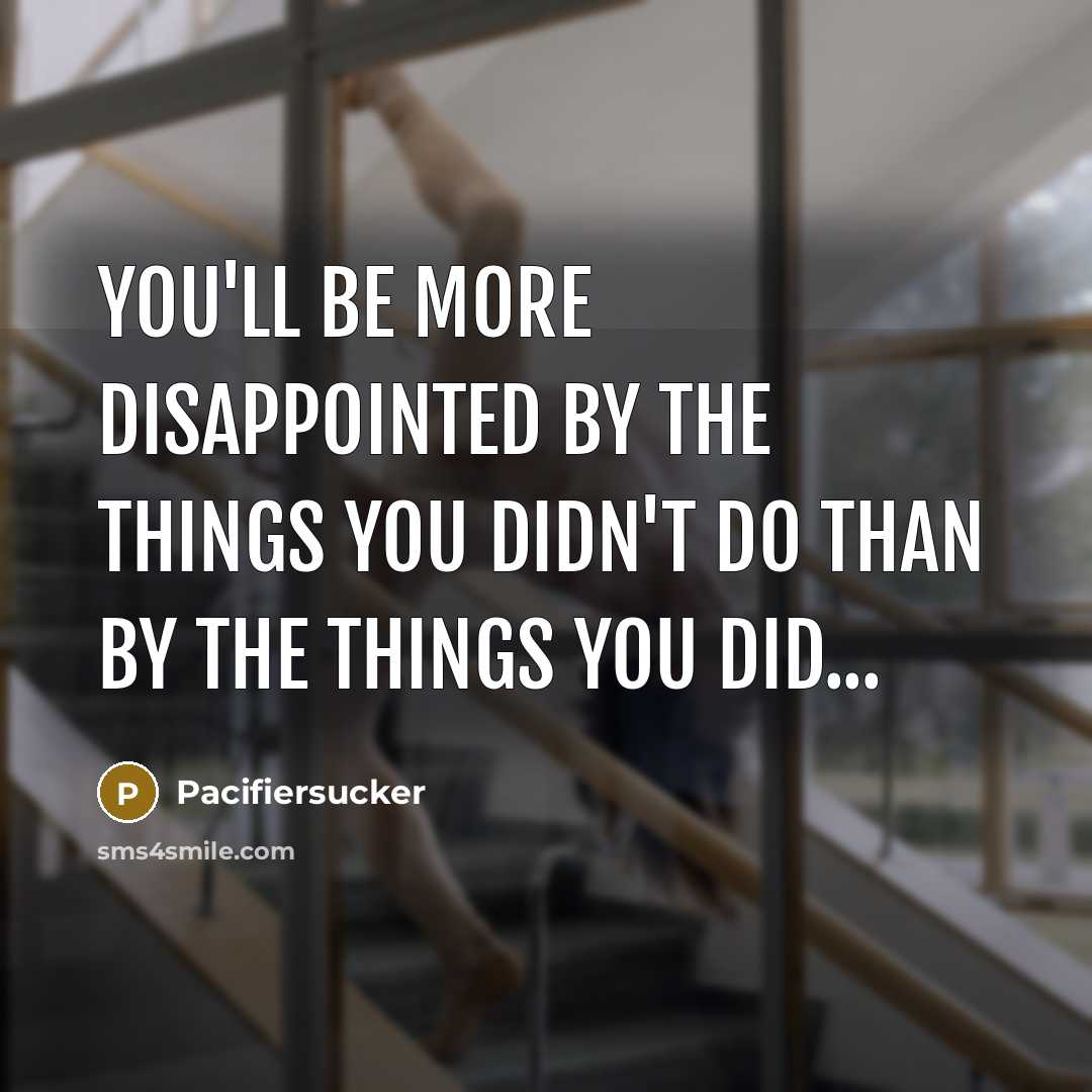 “You'll Be More Disappointed By The Things You Didn't Do Than By The Things You Did...” quote by Pacifiersucker