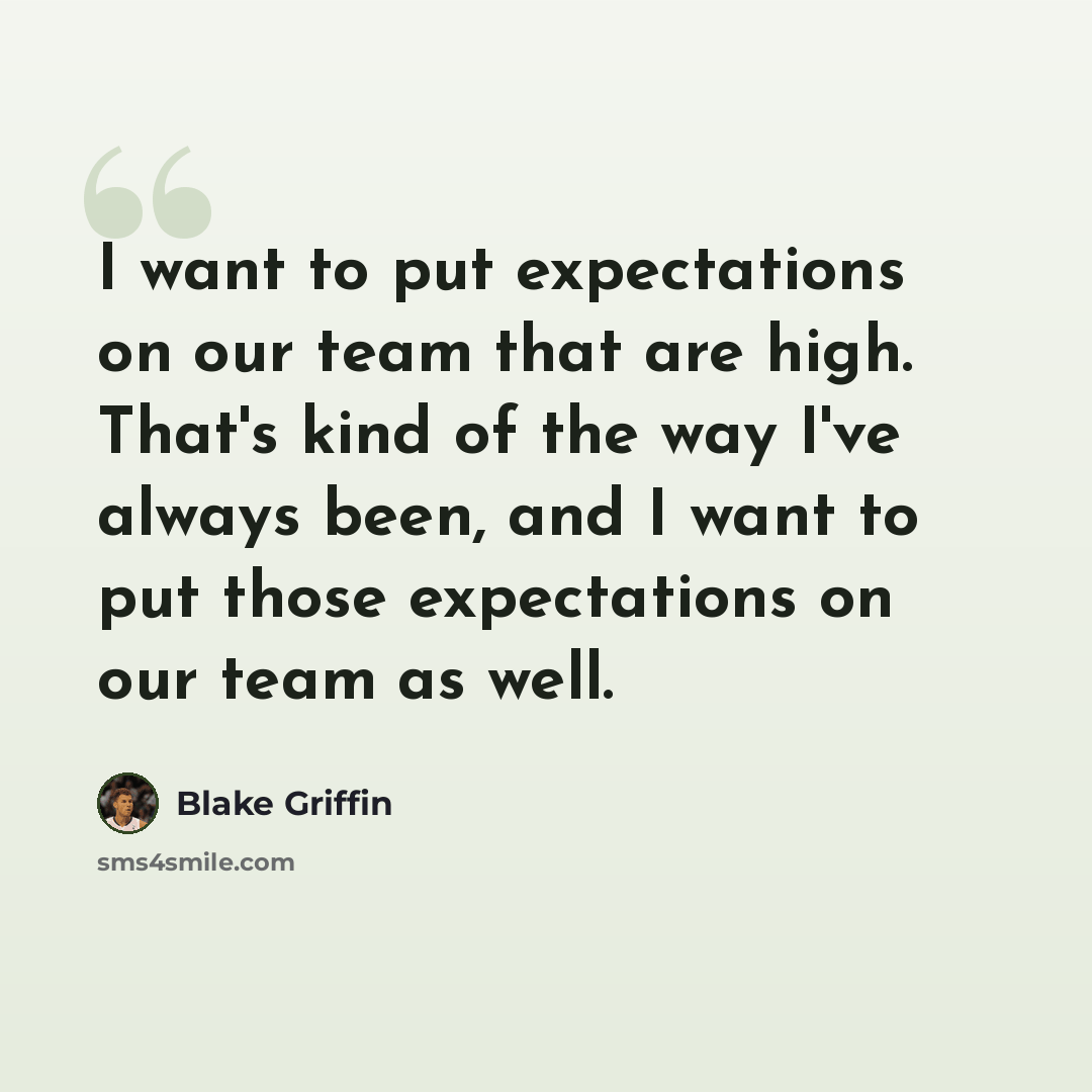 “I want to put expectations on our team that are high. That's kind of the way I've always been, and I want to put those expectations on our team as well.” quote by Blake Griffin