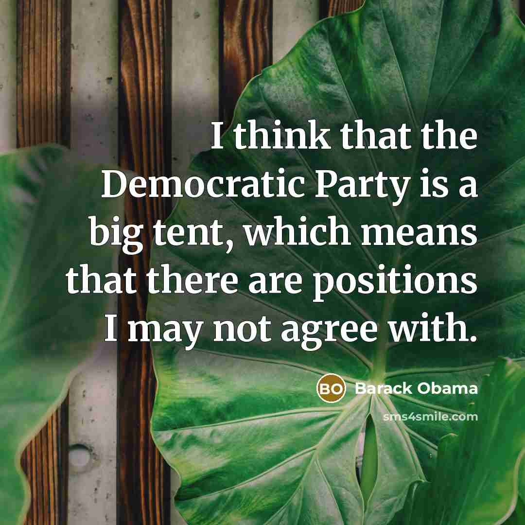 “I think that the Democratic Party is a big tent, which means that there are positions I may not agree with.” quote by Barack Obama