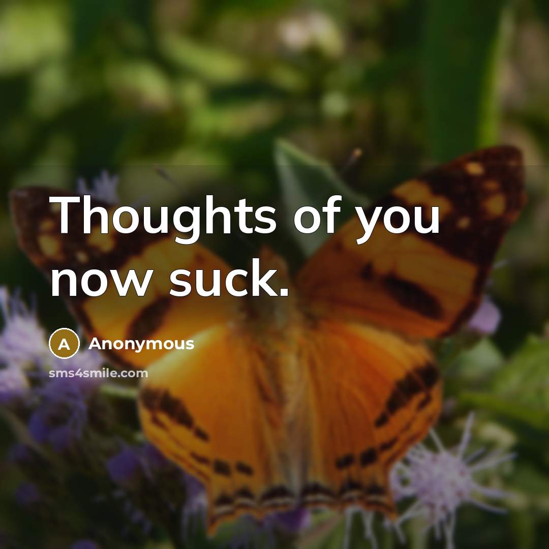 “Thoughts of you now suck.” quote by Anonymous