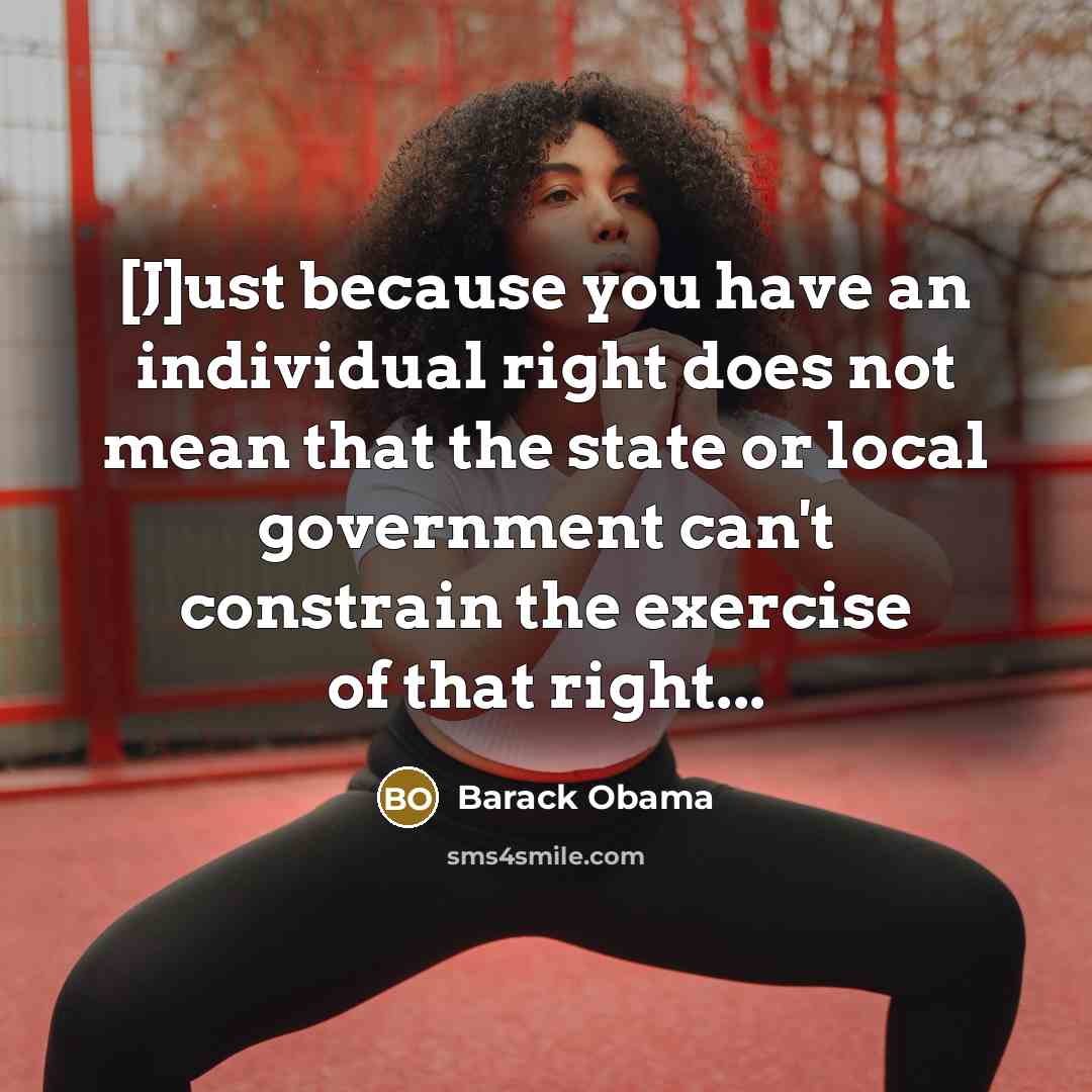 “[J]ust because you have an individual right does not mean that the state or local government can't constrain the exercise of that right...” quote by Barack Obama