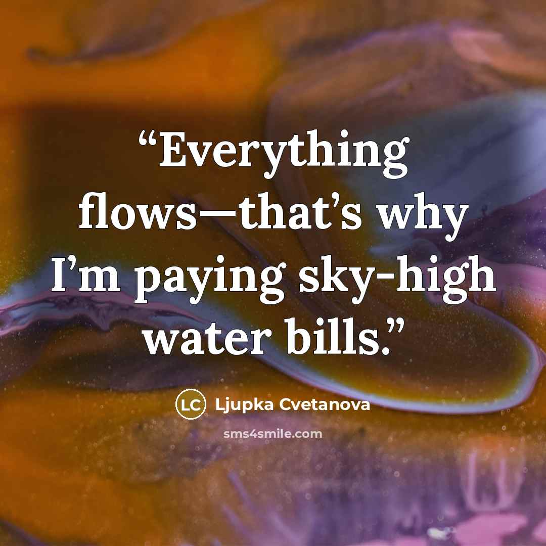 “Everything flows—that’s why I’m paying sky-high water bills.” quote by Ljupka Cvetanova