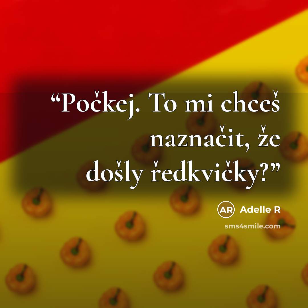 “Počkej. To mi chceš naznačit, že došly ředkvičky?” quote by Adelle R