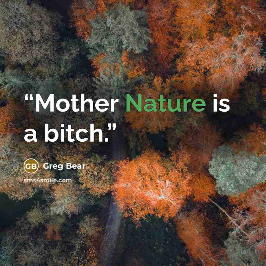 “Mother Nature is a bitch.” quote by Greg Bear
