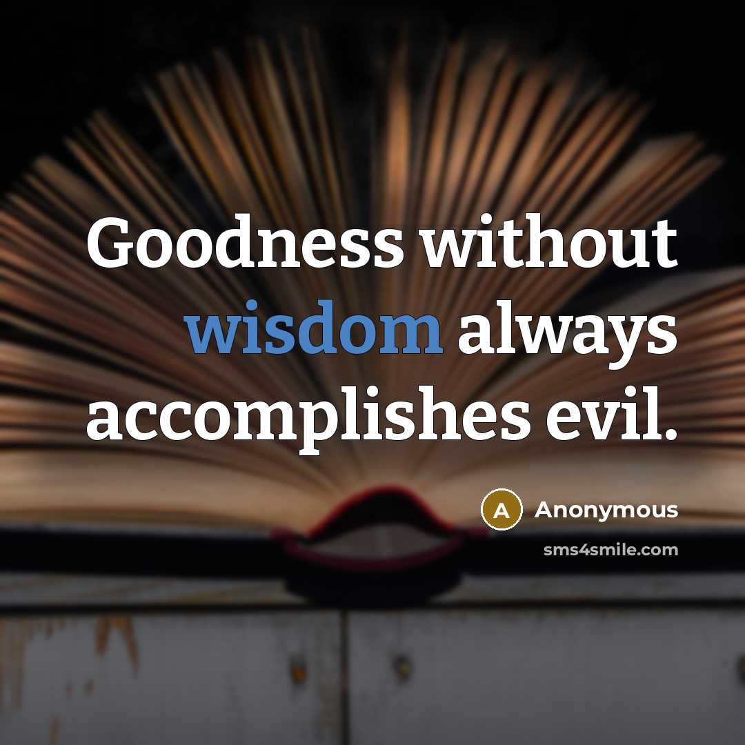“Goodness without wisdom always accomplishes evil.” quote by Anonymous