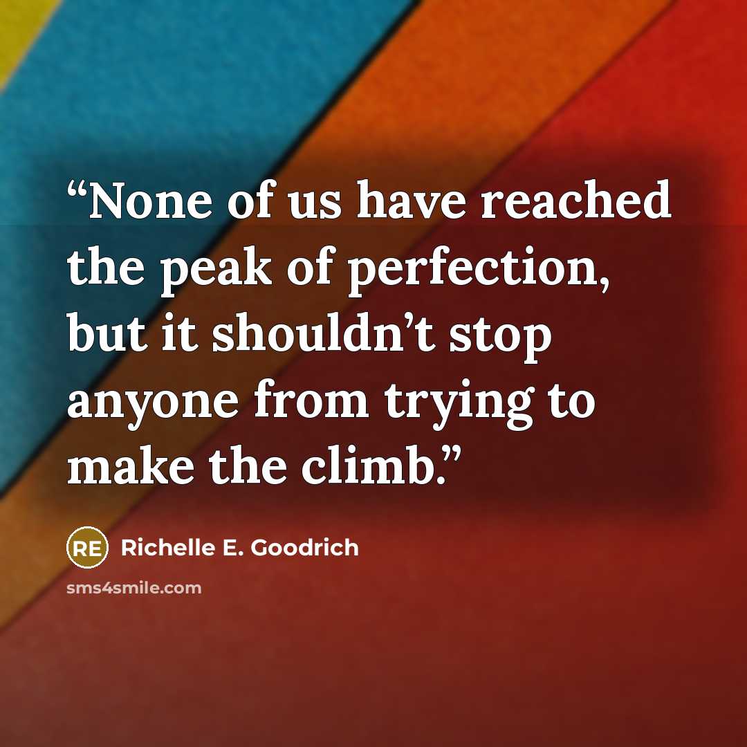 “None of us have reached the peak of perfection, but it shouldn’t stop anyone from trying to make the climb.” quote by Richelle E. Goodrich