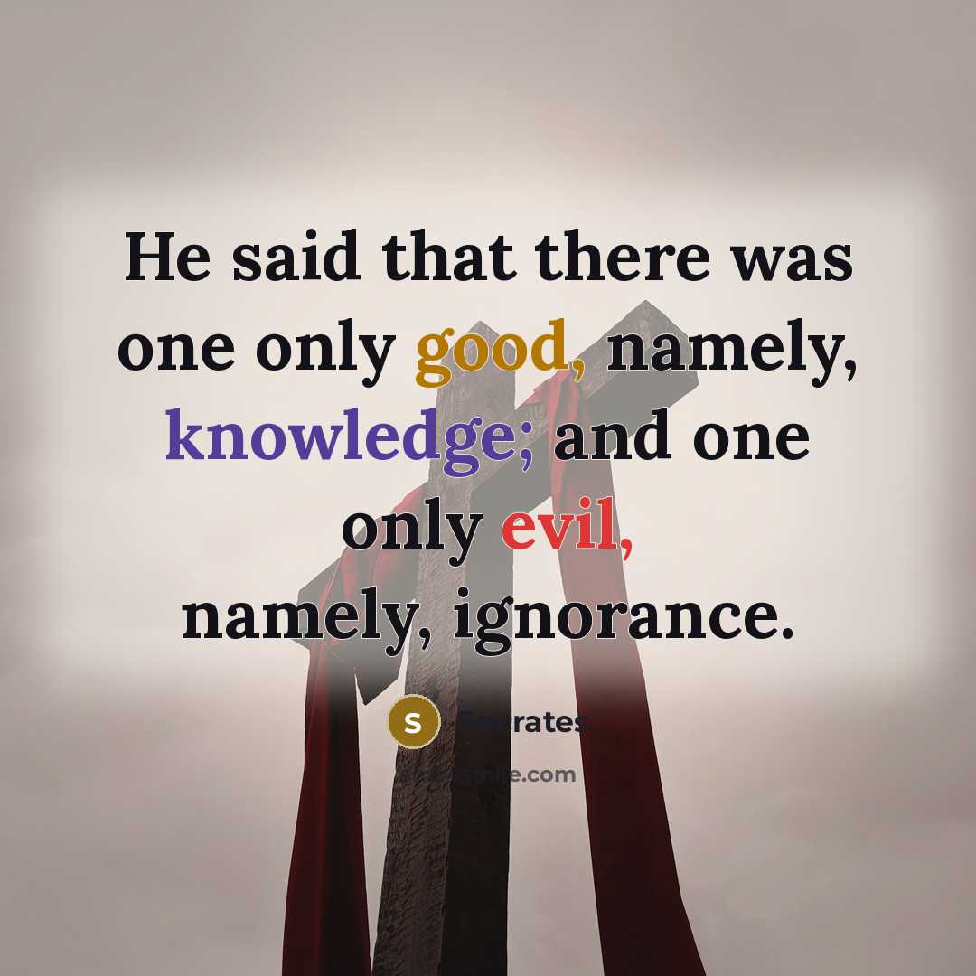 “He said that there was one only good, namely, knowledge; and one only evil, namely, ignorance.” quote by Socrates