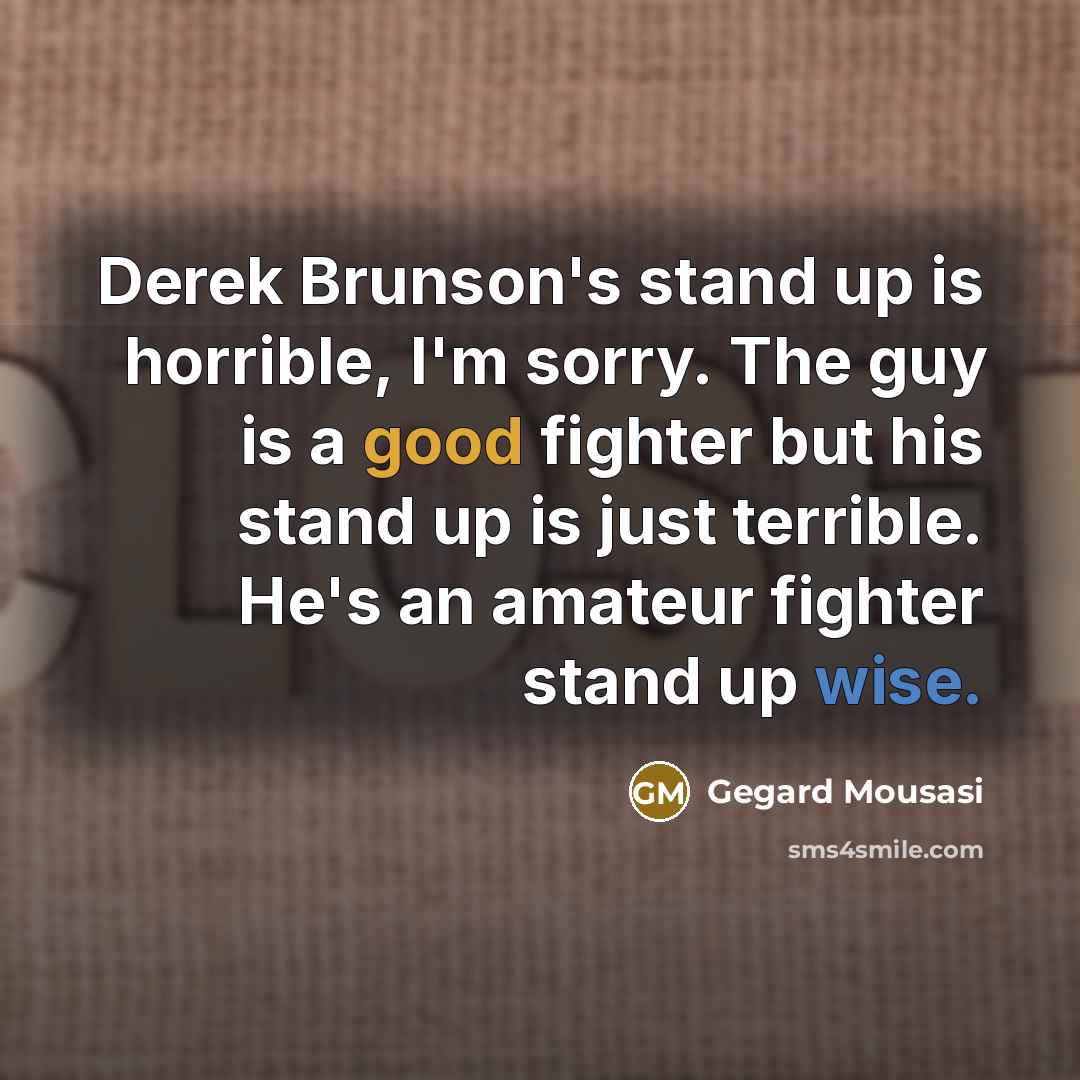 “Derek Brunson's stand up is horrible, I'm sorry. The guy is a good fighter but his stand up is just terrible. He's an amateur fighter stand up wise.” quote by Gegard Mousasi