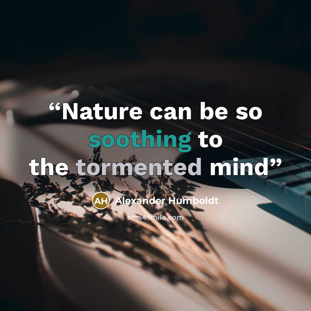 “Nature can be so soothing to the tormented mind” quote by Alexander Humboldt