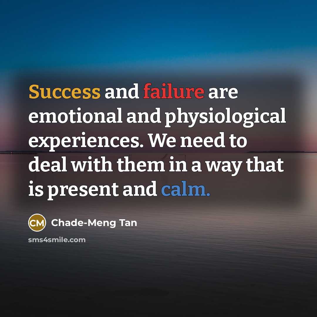 “Success and failure are emotional and physiological experiences. We need to deal with them in a way that is present and calm.” quote by Chade-Meng Tan