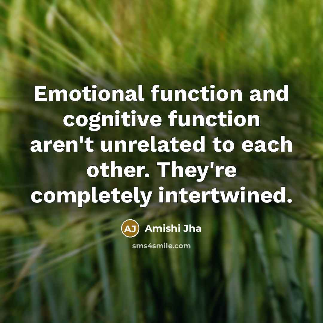 “Emotional function and cognitive function aren't unrelated to each other. They're completely intertwined.” quote by Amishi Jha