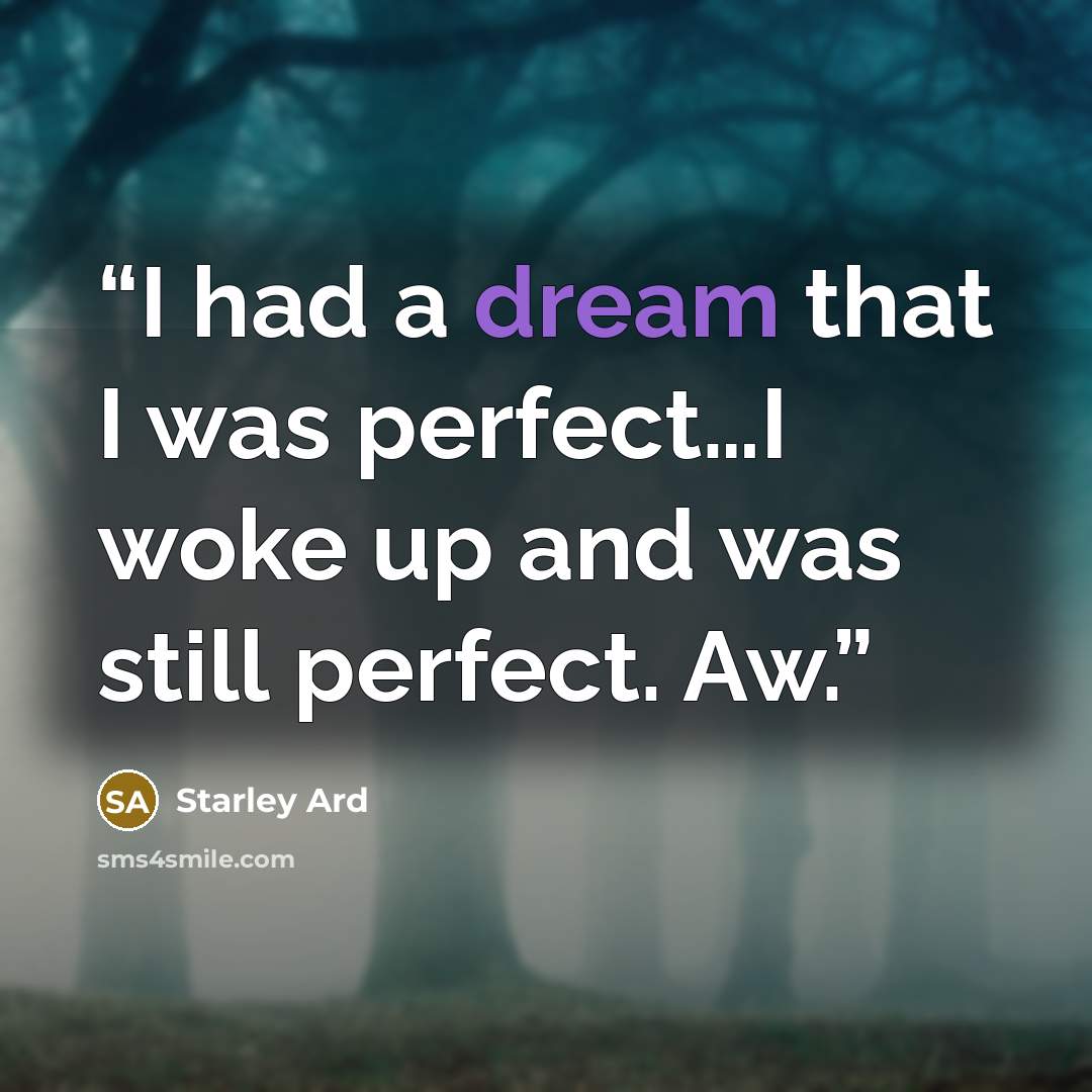 “I had a dream that I was perfect…I woke up and was still perfect. Aw.” quote by Starley Ard