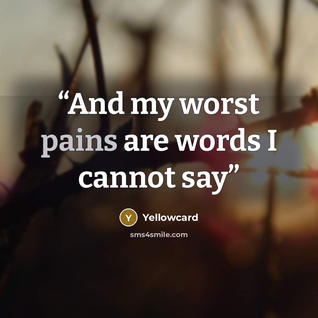 “And my worst pains are words I cannot say” quote by yellowcard