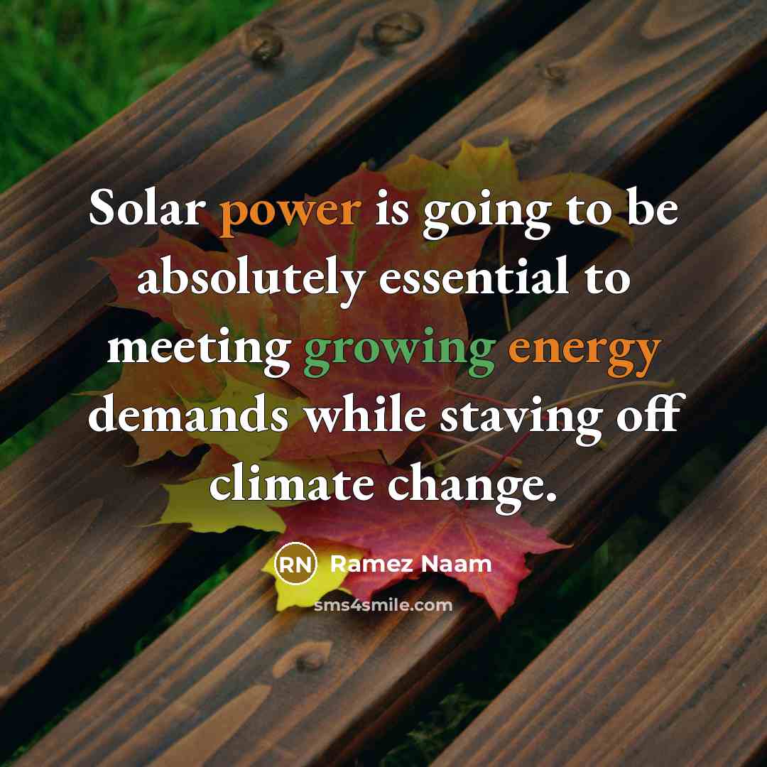 “Solar power is going to be absolutely essential to meeting growing energy demands while staving off climate change.” quote by Ramez Naam