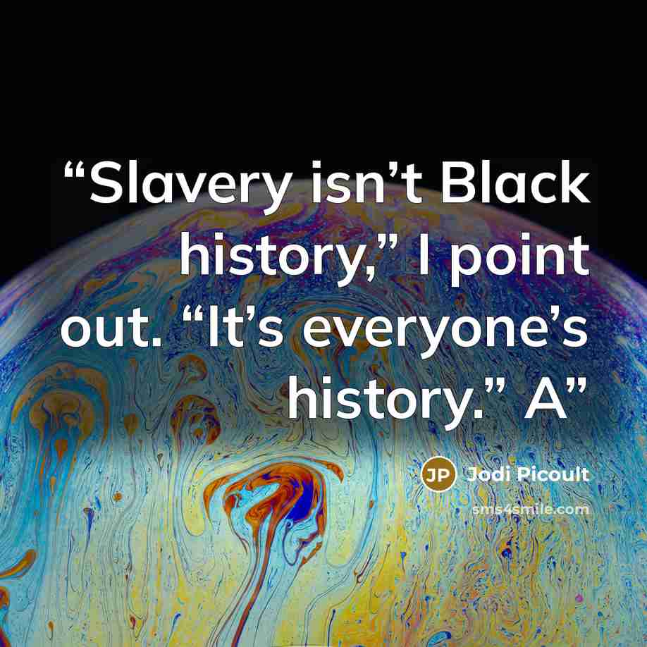 “Slavery isn’t Black history,” I point out. “It’s everyone’s history.” A” quote by Jodi Picoult