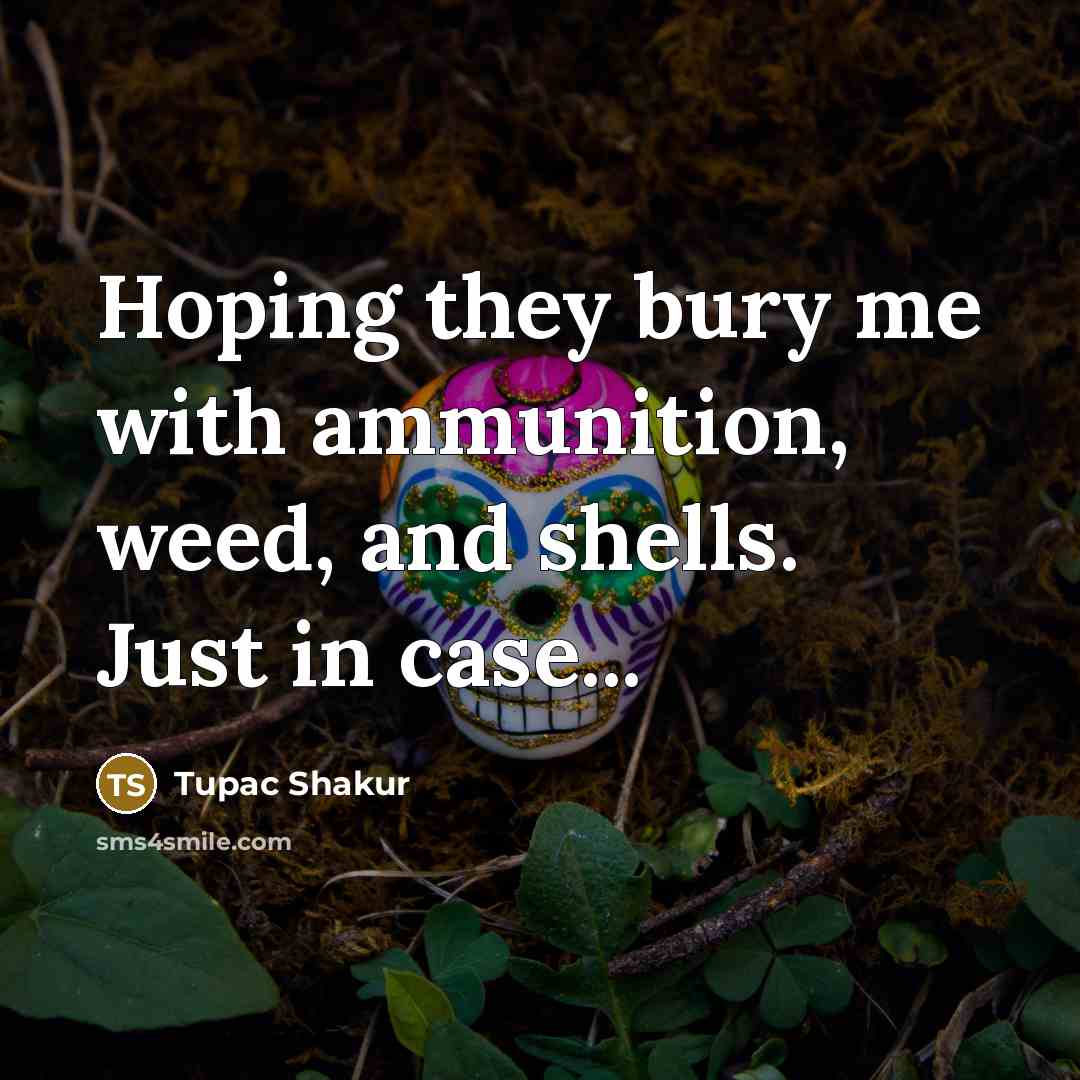“Hoping they bury me with ammunition, weed, and shells. Just in case...” quote by Tupac Shakur