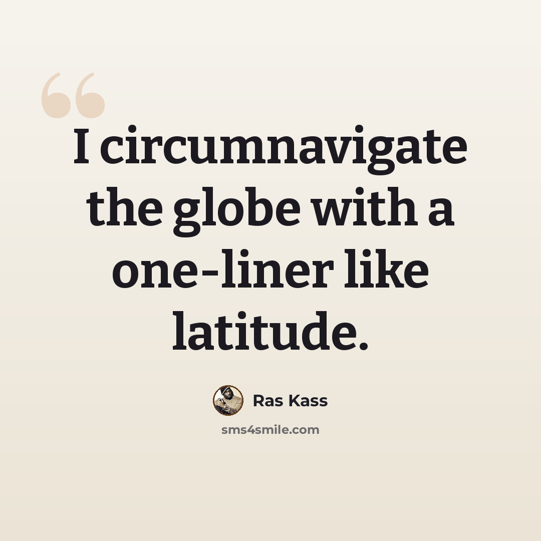 “I circumnavigate the globe with a one-liner like latitude.” quote by Ras Kass