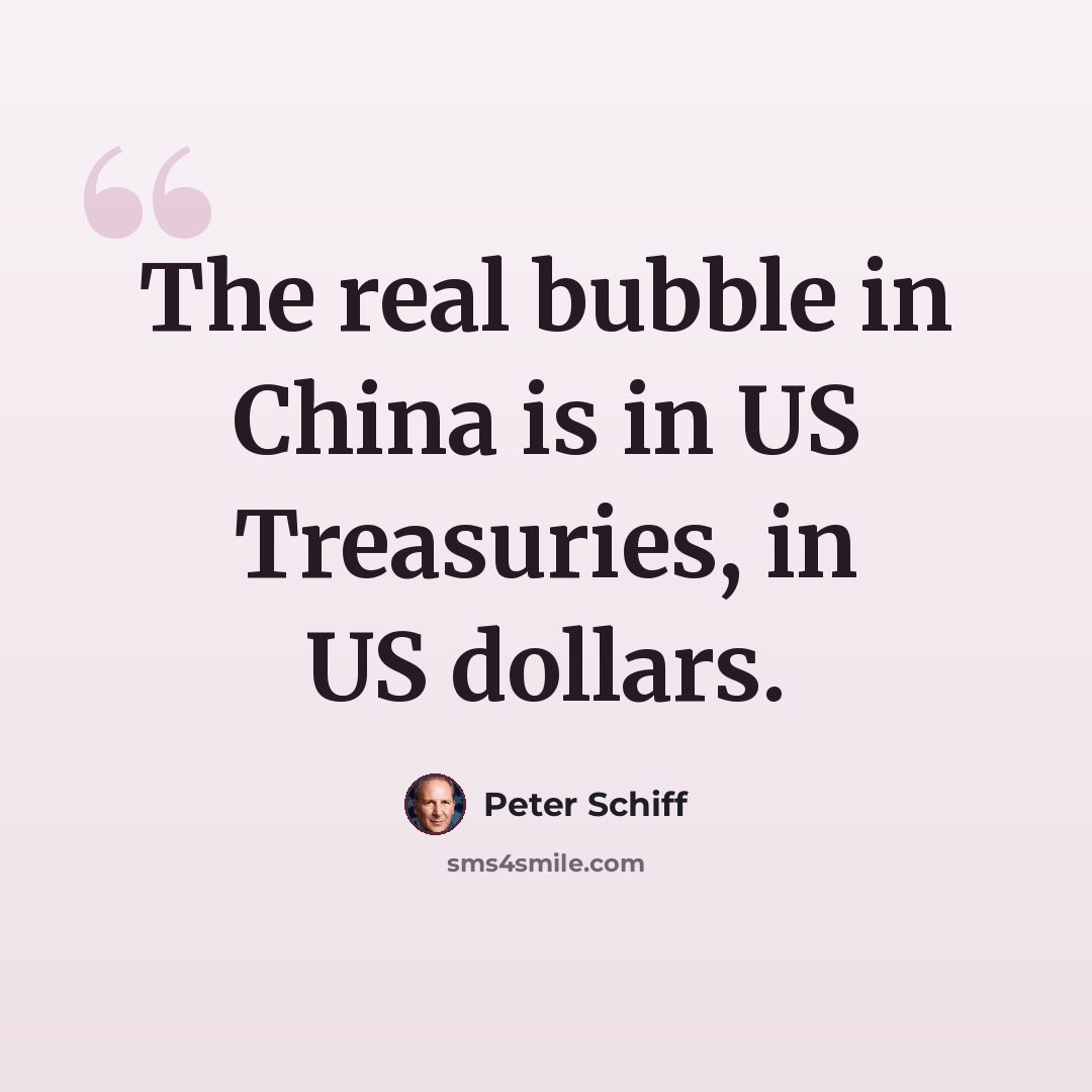 “The real bubble in China is in US Treasuries, in US dollars.” quote by Peter Schiff