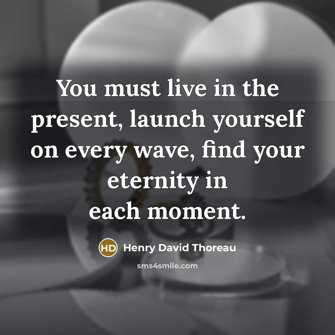 “You must live in the present, launch yourself on every wave, find your eternity in each moment.” quote by Henry David Thoreau
