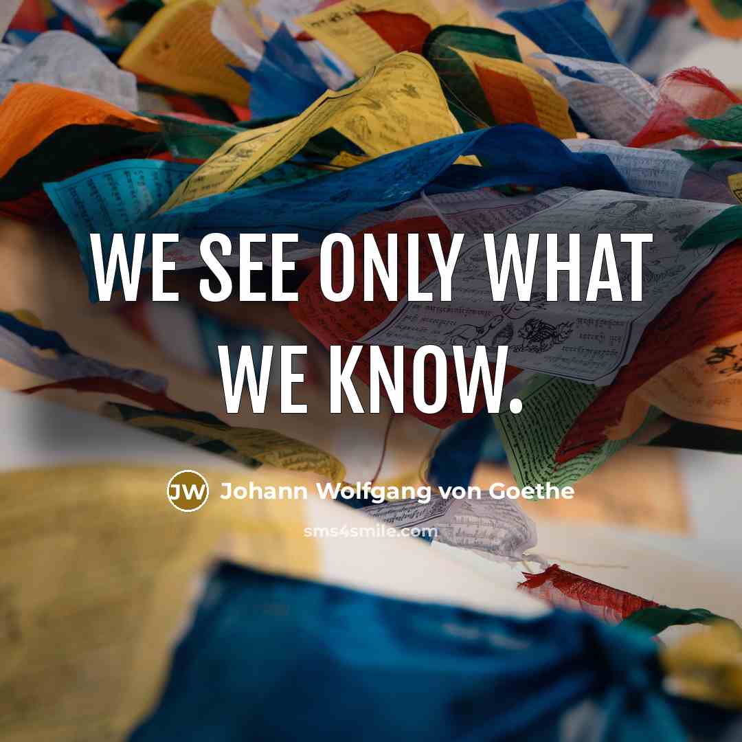 “We see only what we know.” quote by Johann Wolfgang von Goethe