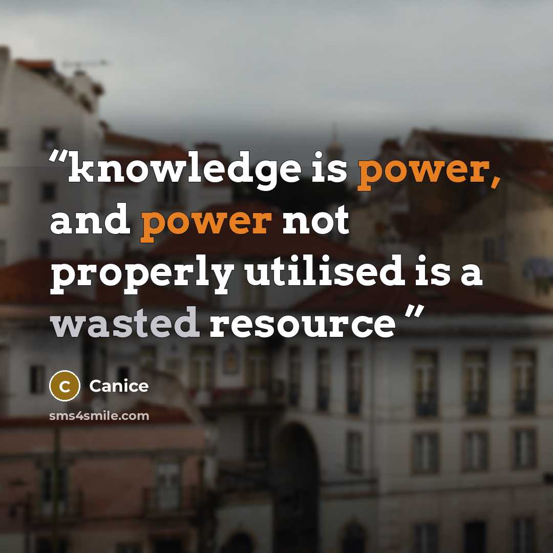“knowledge is power, and power not properly utilised is a wasted resource” quote by Canice